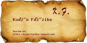 Koós Füzike névjegykártya